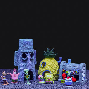 Decoration Aquarium Sponge Bob SquarePants Series Micro Landscape Deco Aquarium landscaping 海绵宝宝鱼缸造景摆件鱼虾躲避屋