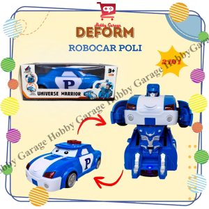 Mainan Mobil Transform Robot Poli Anak Deformation Robocar Light Sound