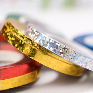 (10 meter/roll) 0.5cm Laser Shiny Ribbons Birthday Party Wedding Accessory Crafts DIY Decoration