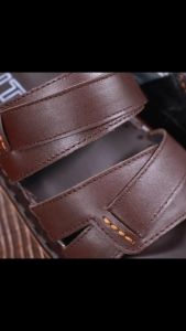 [HCM]DÉP NAM HAI QUAI NGANG DA BÒ THẬT 100% NTB995 (ĐEN VÀNG NÂU)