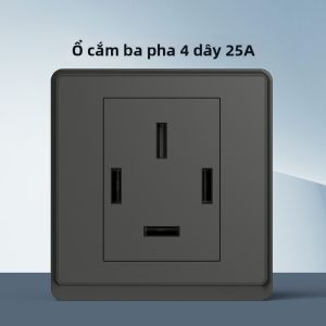 CHNT | Ổ Cắm Tường Có USB 1 Công Tắc 5 Cổng 16A Màu Đen