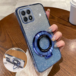 เคสโทรศัพท์ซิลิโคนใสสำหรับ Huawei Honor X30i รุ่นใหม่ ป้องกันการตกหล่นแบบเต็มจอพร้อมขาตั้ง ดีไซน์หรูหราสำหรับผู้ชายและผู้หญิง