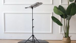 Music Stand RIXTON 2 in 1 Dual Use Extra Stable Reinforced Folding Sheet Music Stand & Desktop Book Stand Lightweight Portable Adjustable with Carrying Bag Metal Music Stand