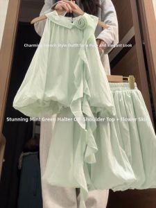 LIRUSHAN | Attractive For Petite Green Halter Dress Summer 2026 New