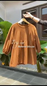 Balena Blouse Ruffle Polos Atasan Wanita Blouse Katun Combed Kekinian By Deloza