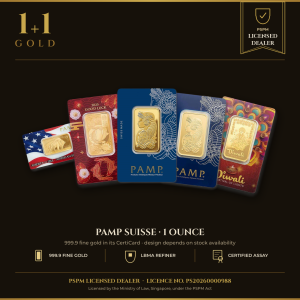 1 oz Gold Bar - PAMP Random Design (In Assay)