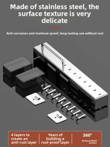 B&W | Multifunctional No-Drilling Kitchen Utensil Holder Storage Rack