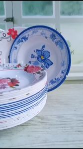 Promo Spesial 1 Pcs Piring Makan Melamine Ukuran 225 Cm Motif Kembang Terbaru Kualitas Food Grade