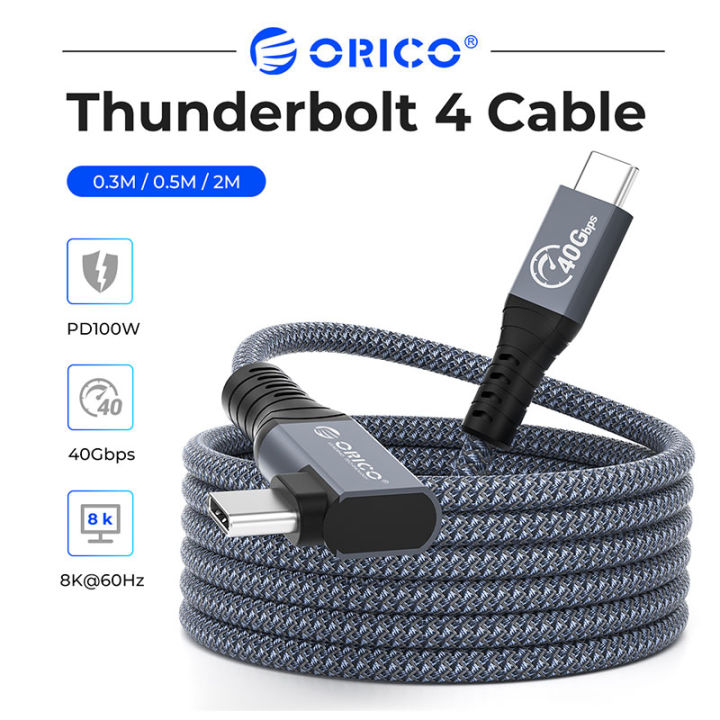 ORICO Thunderbolt 4 usb4 Loại-C Cáp pd100w kép sạc nhanh 40gbps truyền dữ liệu 8K 60Hz video nylon bện cho MacBook Samsung 0.3m/0.8m/2M