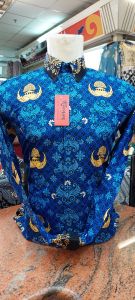 Kemeja korpri pria list hitam full furing