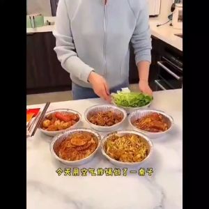 Tin Paper Round Bowl for Air Fryer Waterproof Oilproof Non-washable Anti-stick open flame 空气炸锅专用铝箔圆碗防水防油免洗锅防粘不惧明火