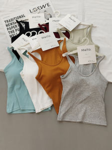 Áo Ba Lỗ Cotton Gợi Cảm Dành Cho Nữ Có Đệm Ngực Một Khối Không Tay Áo Lót Bó Sát Áo Vest Cotton Mỏng Mùa Hè