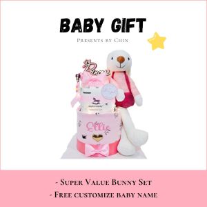 Bunny Diaper Cake Baby Gift Baby Presents Baby Boy Baby Girl Newborn Cuddle Toys Hamper Set Hadiah Bayi Lelaki Perempuan Comel 满月宝宝礼盒礼篮