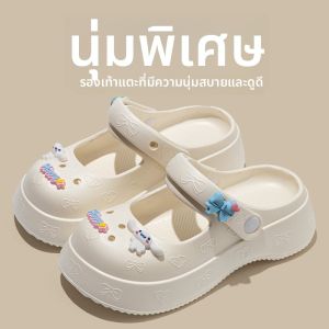 รองเท้าแตะ EVA ทรง Mary Janes สำหรับผู้หญิง รองเท้าแตะแบบสวมส้นหนา สไตล์หวาน ส้นแบน รองเท้าแตะชายหาด รองเท้าแตะแบบสวมหัว