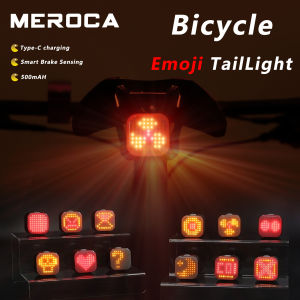 MEROCA ไฟท้ายอีโมจิ XC03แบบสมาร์ทไฟท้ายจักรยาน MTB เบรกจักรยานบนท้องถนนตรวจวัดไฟเตือนการขี่จักรยานกันน้ำแบบชาร์จไฟได้ไฟท้าย (XC03)