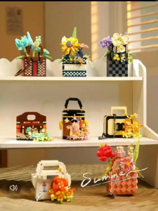 YKO Block P1073-P1080 Boutique Bag Decoration Building Brick Block Gift Present 格子包包花篮系列积木 *READY STOCK*
