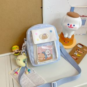 Childrens Ins Style Versatile Transparent Crossbody Bag Boys Girls Cute Corn Kernels Bag Nylon Material Casual Cartoon Pattern