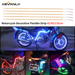 1pc 45cm / 90cm / 135cm LED Lights For Motorcycle Decorative Flexible Strip Atmosphere Lamp Daytime Running Light Ambiet Lights