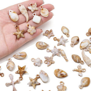 10pcs Mixed Plastic Acrylic Shells Conch Starfish Shapes Beads Charm Pendants for DIY Jewelry Making
