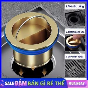 Nắp Đậy Cống Thoát Nước Sàn Nhà Tắm Chống Mùi Hôi Chống Côn Trùng Bằng Đồng Siêu Bền Kèm Vòng Đệm Siêu Kín - Bịt Nắp Cống Đồng Thau - Nắp Chặn Cống Bằng Đồng Ngăn Mùi Tiện Dụng