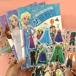 Elsa Princess Dress-Up Toy Book Sticker for Girls Early Education Smart Play Cartoon Dress-Up Clothes Stickers