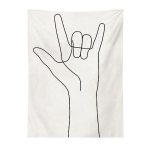 VIKAMA Minimalist Line Rock Gesture Tapestry Ins Nordic Black and White Gesture Background Cloth Wall Decoration Room Decora