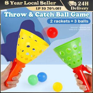 ❤️【Same Day Delivery】【Parent-child Interactive Toys】Fun Ball and Cup Toy Set Ball Game with 2 Catch Launcher Baskets and 3 Balls Summer Beach Birthday Party Favors Gifts Toys 306-LZC-Launch-Ball-Toy