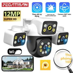Camera IP Wifi Ngoài Trời 6K 12MP Với Ba Màn Hình Và Ba Ống Kính Zoom Quang 10X Xoay PTZ Tự Động Theo Dõi Báo Động Âm Thanh Và Hình Ảnh Hệ Thống An Ninh