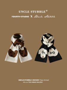 Japanese Cute Puppy Knitting Scarf Student Easiest for Match Autumn and Winter Thickening Wool Scarf Warm Shawl Couple Same Style