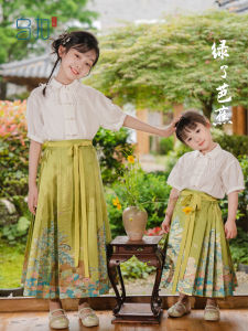 New Chinese Style Girls Cheongsam Short Sleeve Summer Dress Set Polyester Fiber Thin Model Basic Packaging for Children