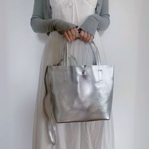 Medium Vintage Pure Color Leather Shoulder Bag for Women Casual European and American Style Large Capacity Handbag Tote Bag