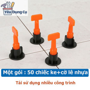 Gói Ke vít cân bằng gạch tái sử dụng - 1 gói 50 chiếc + 1 cờ lê nhựa