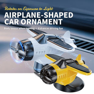 Motor Solar Airplane Ornaments 360° Rotary Creative Car Center Console Solar Powered Aircraft Ornaments UTV Interior Decoration