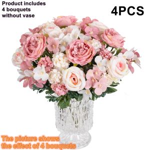 SMR | Artificial Flowers Silk Roses Peony Brial Bouquets Hydrangea Carnation Mothers Day Wedding Room Home Decora Graduation Gifts