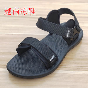 Adhesive Sandals Mens Summer Quick Dry Anti-Slip Wear-Resistant Outdoor Casual Trendy Beach Shoes Cotton Fabric Magic Tape