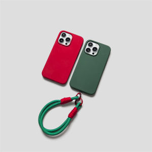 Liquid Silicone Phone Case with Lanyard Soft Durable Anti-Fall for Apple 12 11 13 pro Max Simple Style Protective Cover