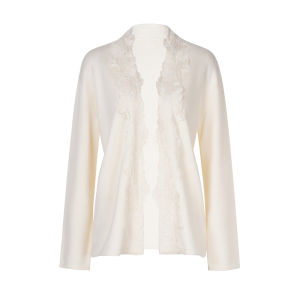 Heavy Lace Trim Knitted Cardigan & Skirt Set