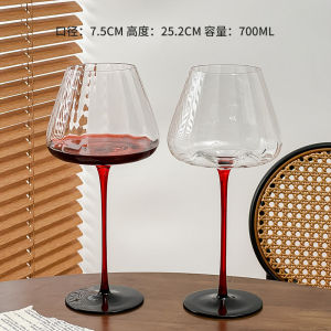 Elegant Red Bowtie Burgundy Wine Glass Crystal Highball Cup American Style Vintage Handmade Wine Glasses Set of 2