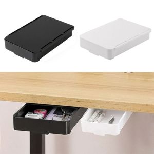 JURHOMIE Large Capacity Table Shelf Storage Box Self-Adhesive Space-saving Hidden Drawer Multifunction Under Desk Drawer Cosmetics Stationery Organizer