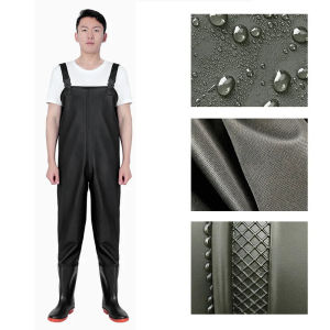 Thick Half-legth Water Pants Fishing Pants Men And Women Waterproof Fish Pants Fishing Pants Joined Bodies Rain Boots