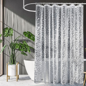 1pc PEVA 3D Clear Cobblestone Shower Curtain Liner with 3 Weighted Magnets And 12 Hooks Window Curtain Bathtub Partition