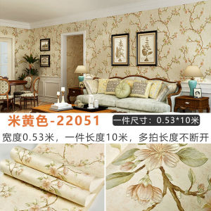 Wallpaper Self-Adhesive Thickening Bedroom Cozy American Retro French Pastoral Style Wall Sticker Background Wallpaper Non-Woven Fabric