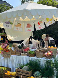 Outdoor Hand-Painted Fruit Stall Advertising Hanging Cloth Small Cart Decorative Fabric Wall Hanging Tapestry Rectangular Shape