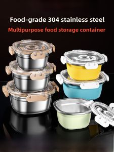 Food Grade 304 Stainless Steel Sealed Soup Bowl Portable Lunch Box Home Use Rice Bowl with Lid  Keeping Container Dishware