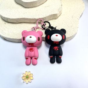 Gloomy Bear Couple Keychains–Creepy Cute Horror Teddy PVC CharmsKawaii Goth Bag PendantAccessory for FansBirthday Gift.