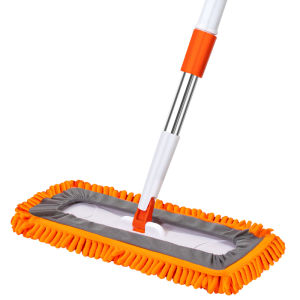 Bonda Stainless Steel Flat Mop with Chenille Cloth Material Manual Operation for Living Room Cleansing High Load-Bearing