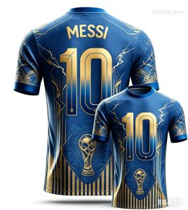 Mens Summer Oversized Messi 10 Football T-shirt Short Sleeve Fashion Sportswear Athletic Daily Wear Tops Kids Clothes
