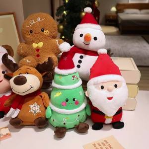 JOJO CASTLE 2025 Merry Christmas Santa Claus Doll Snowman Elk Xmas Tree Gingerbread Man Plush Toy Stuffed Animal Soft Cute Christmas Tree  Pillow Doll Toys for Children Girls Christmas Gift  for Children