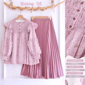RATI - BLOOMY SET Setelan Rok Wanita Kekinian 2025 Ceruty Full Furing Bestseller Bisa COD Terbaru 2024 by Mumu Fashion Solo