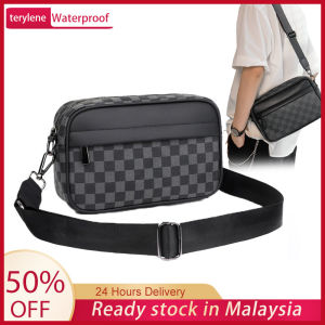mens plaid shoulder bag Korean version sports leisure bag  waterproof Large capacity beg sling lelaki